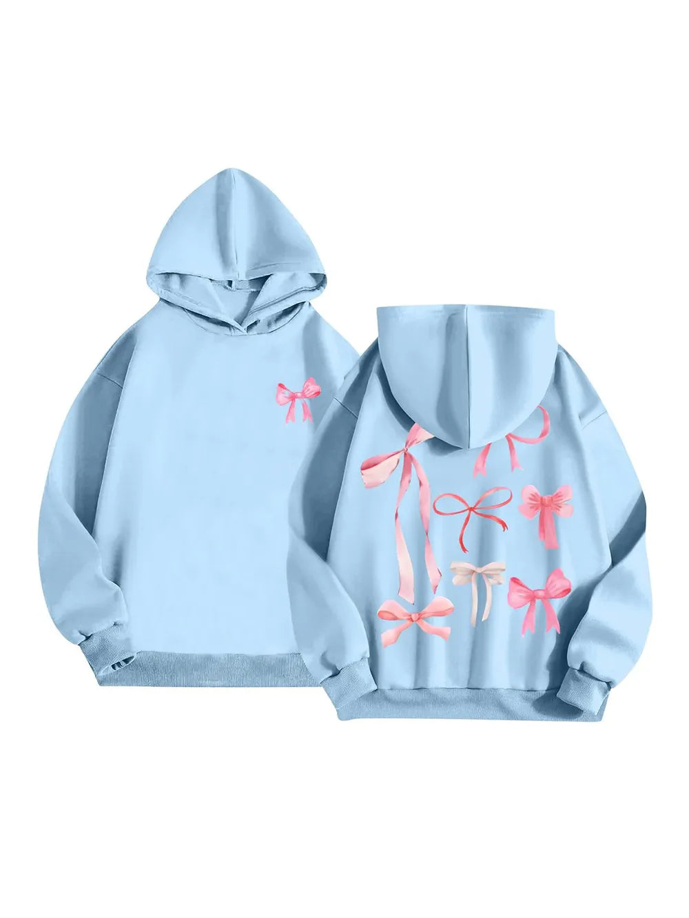 Bow Print Long Sleeve Hoodie