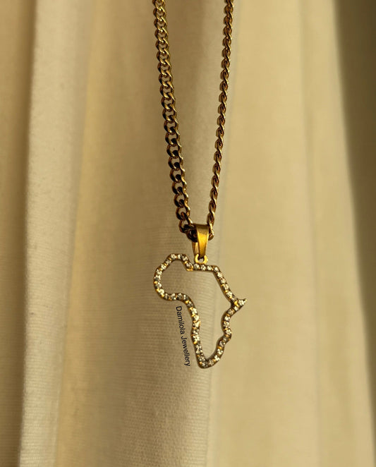Africa ‘Atanda’ Gold Diamanté Outline Necklace - Limited Edition