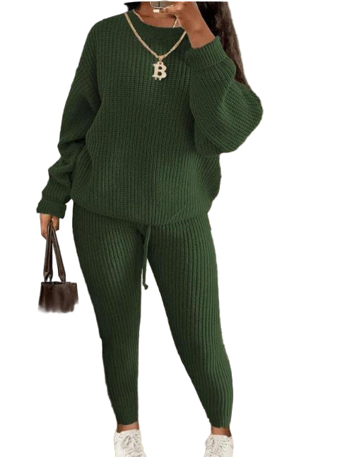 Women's Fashionable Knitted Wool Trousers Suit