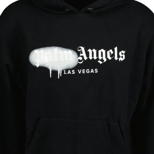 Palm Angels Las Vegas Sprayed Logo Hooded Sweatshirt Black