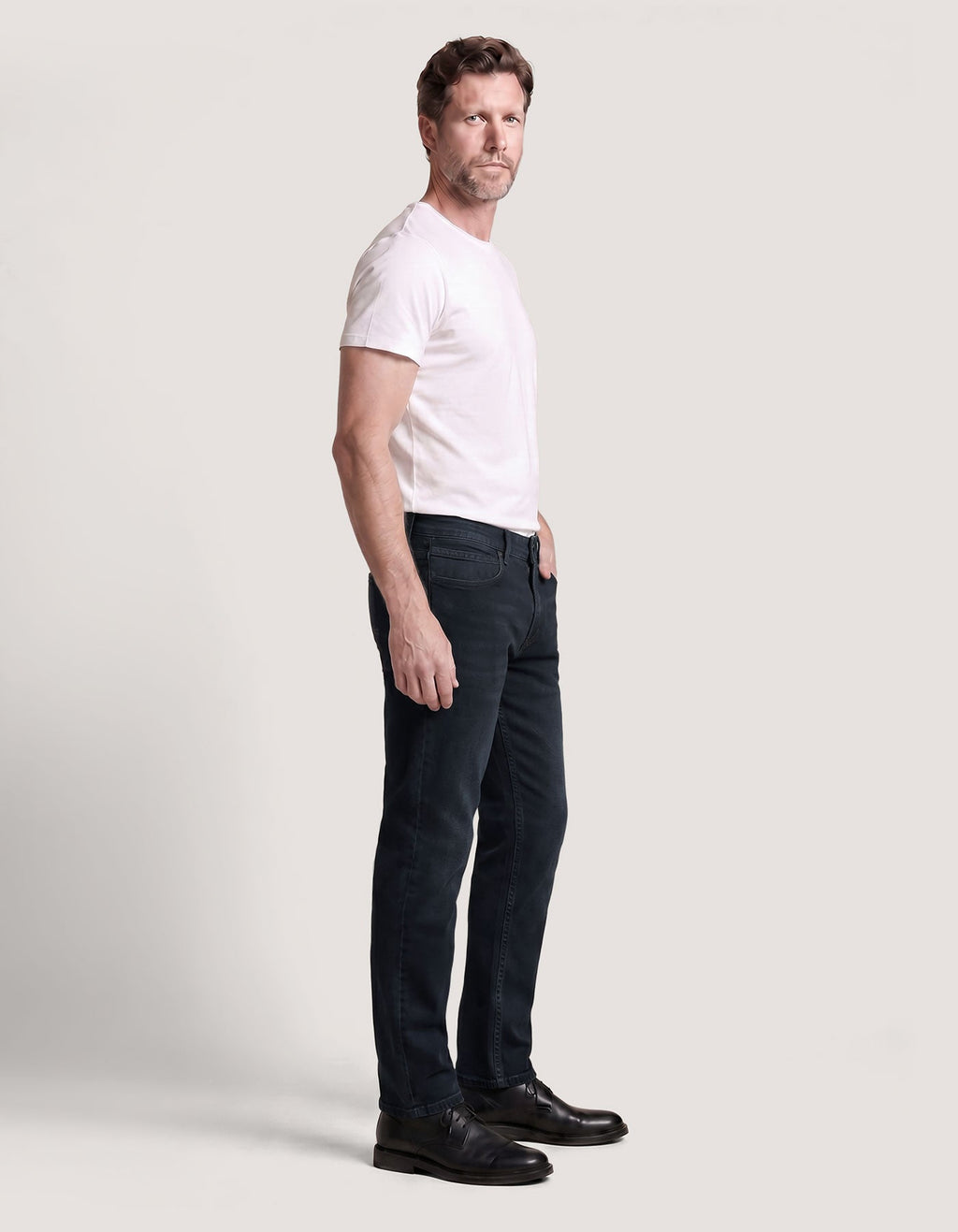 Blue Black Traveller Jeans - Secure Button Down Back Pocket