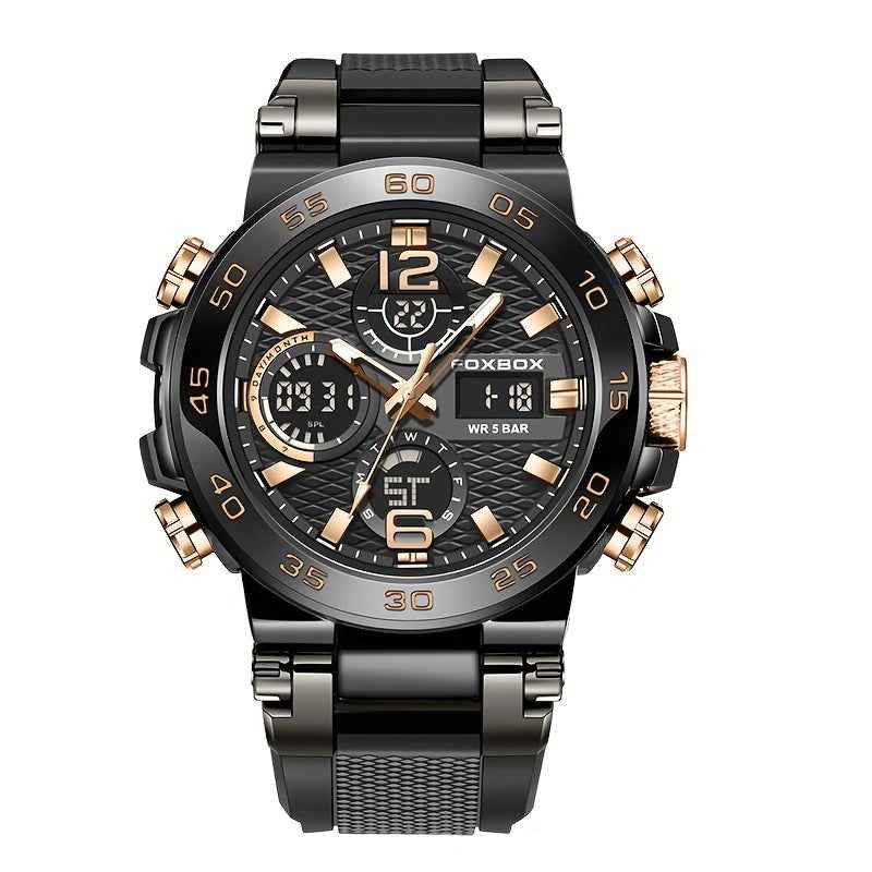 Men's Dual Display Digital Military Quartz Watch Featuring an Alarm Clock, Chronograph, And Multifunctional Luminous Capabilities