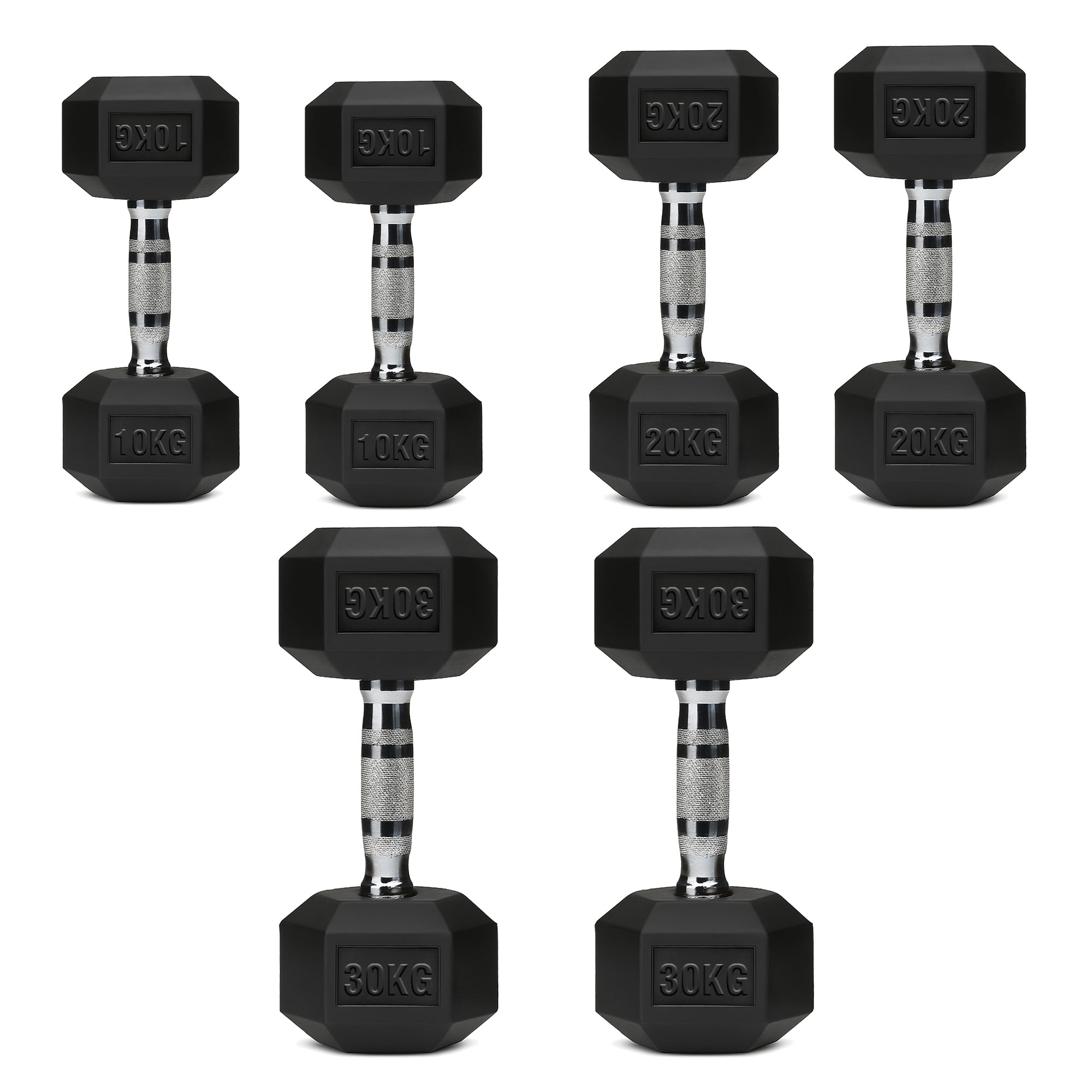 Hex Dumbbell Set with 3-Tier Tree Rack & Optional Bench – Rubber Coated Anti-Roll Weights for Home Gym