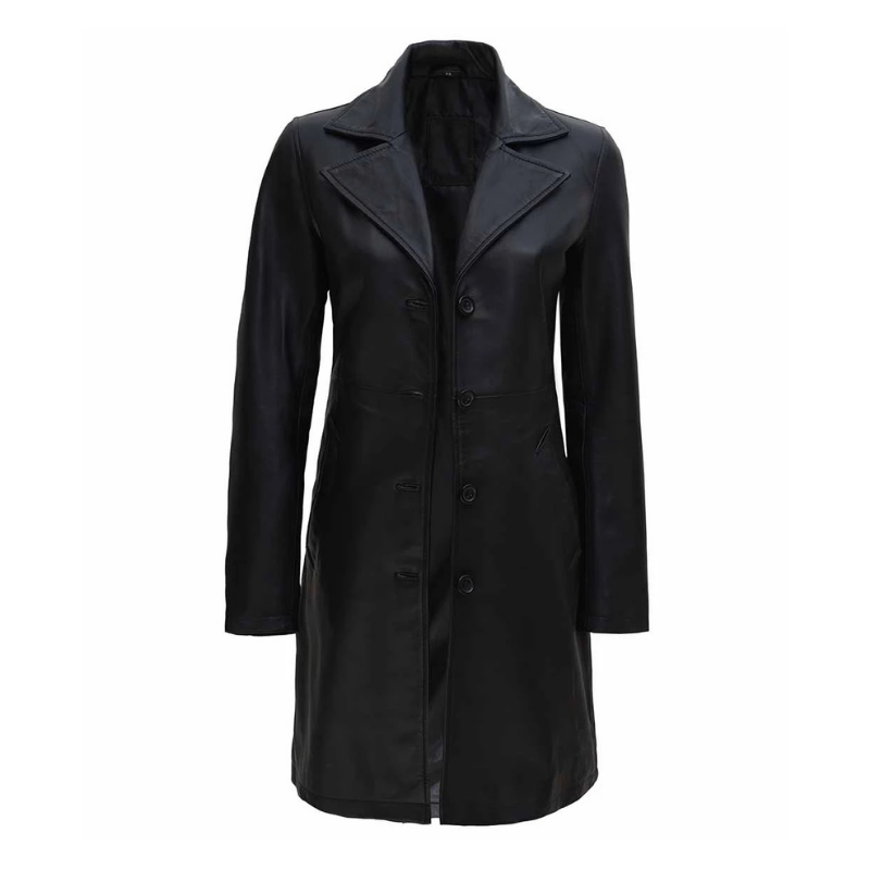 Women's Real Leather Car Coat | Black - The Rising Fenix