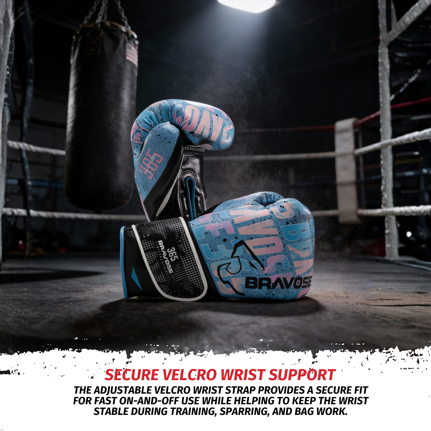 Bravose Limited Edition 16oz Velcro Boxing Gloves – Blue Edition