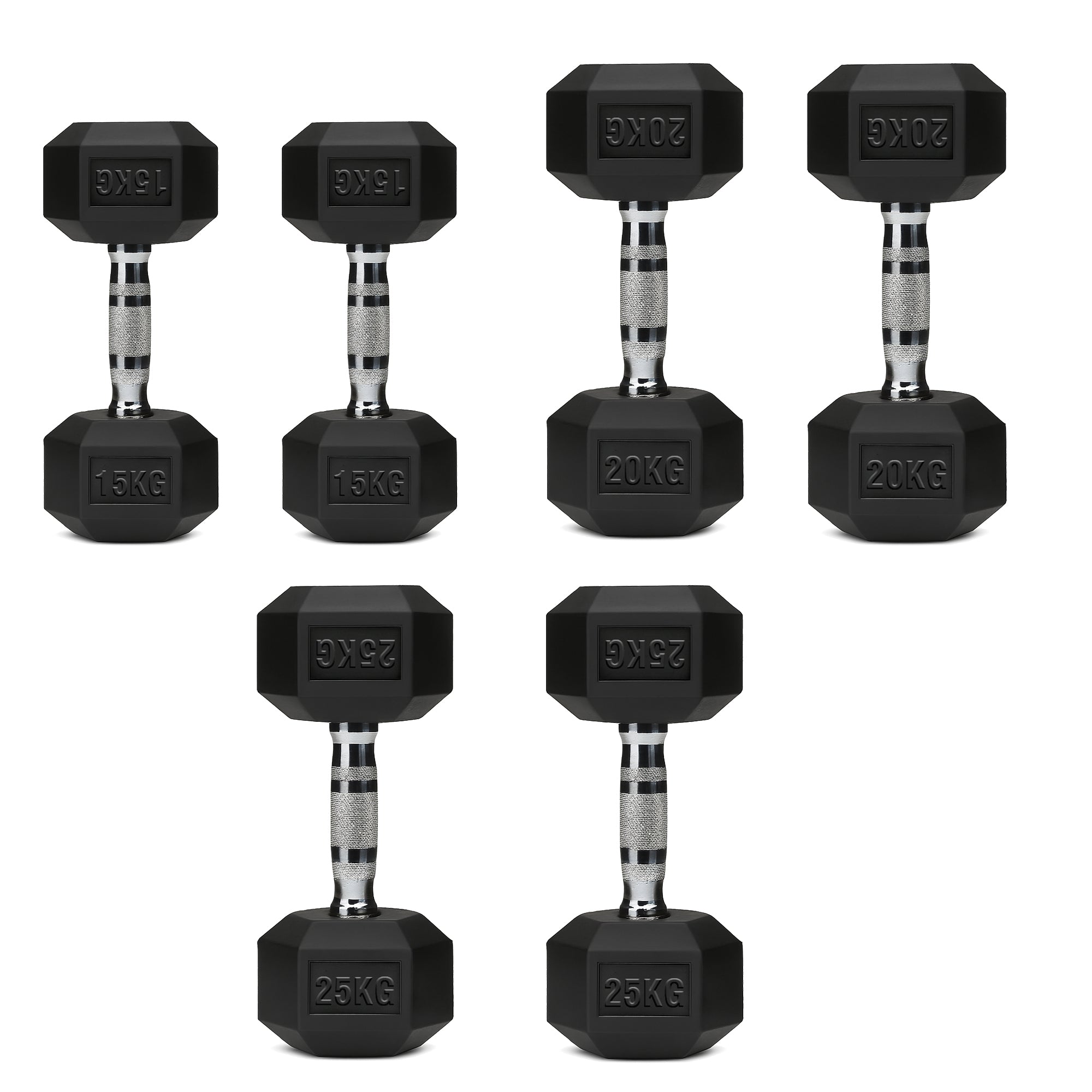 Hex Dumbbell Set with 3-Tier Tree Rack & Optional Bench – Rubber Coated Anti-Roll Weights for Home Gym
