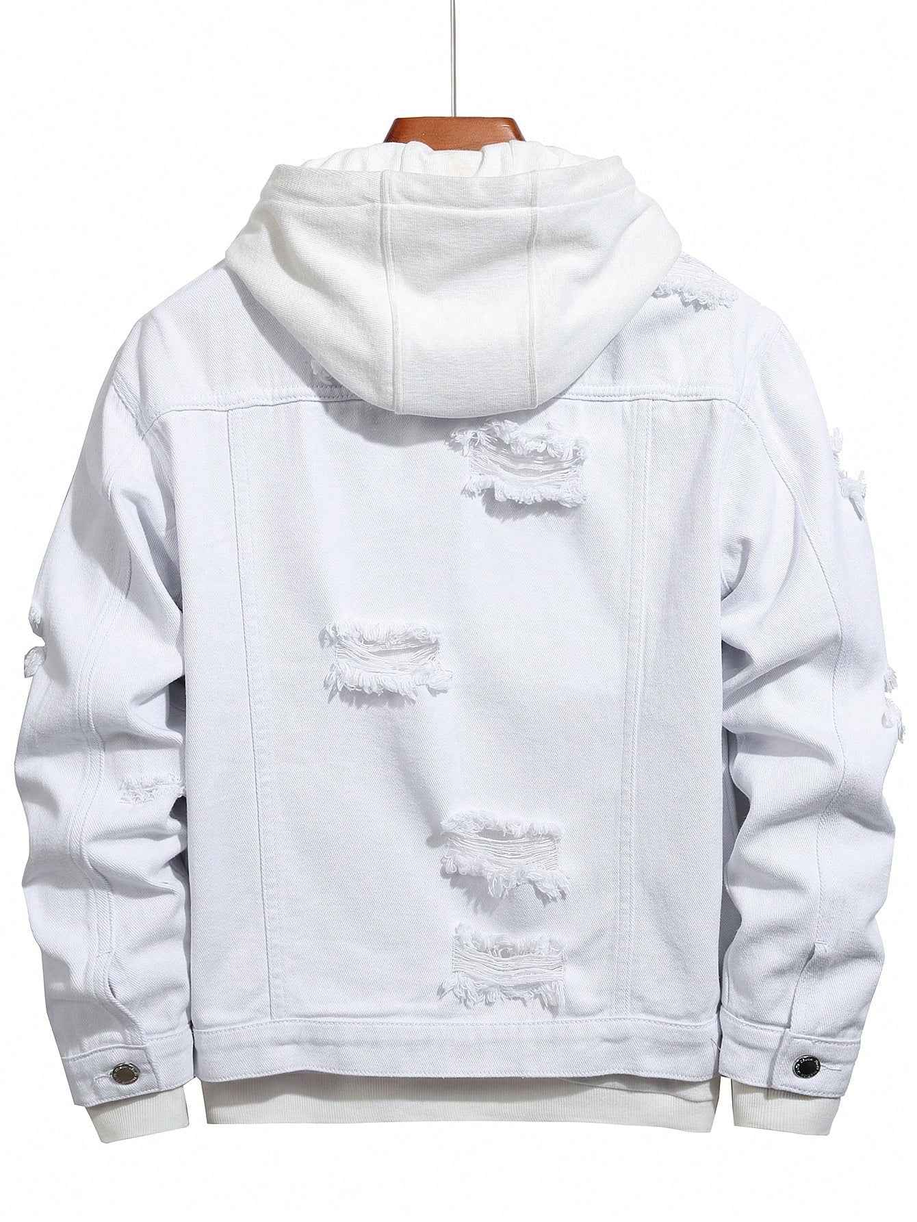 Manfinity EMRG Men Cotton Ripped Flap Detail Denim Jacket