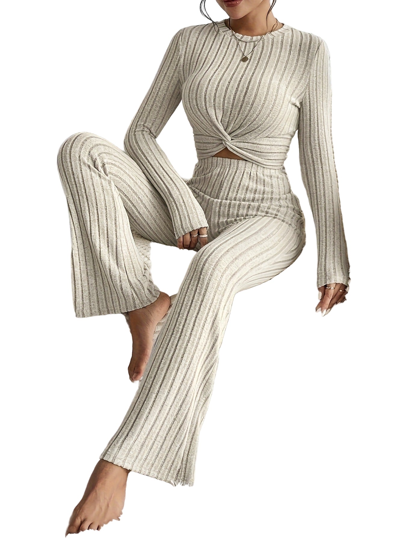 Short Top And Slim Fit Pants Set