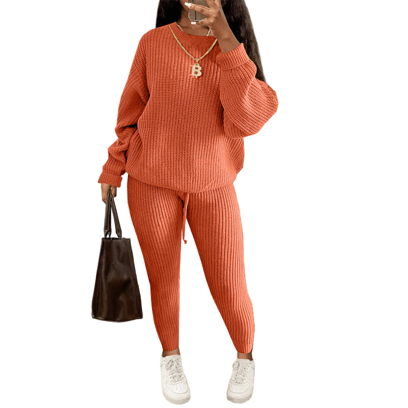 Women's Fashionable Knitted Wool Trousers Suit