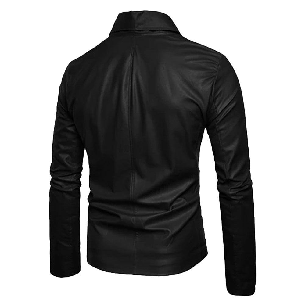 Men's  Leather Biker Jacket | Black - The Rising Fenix