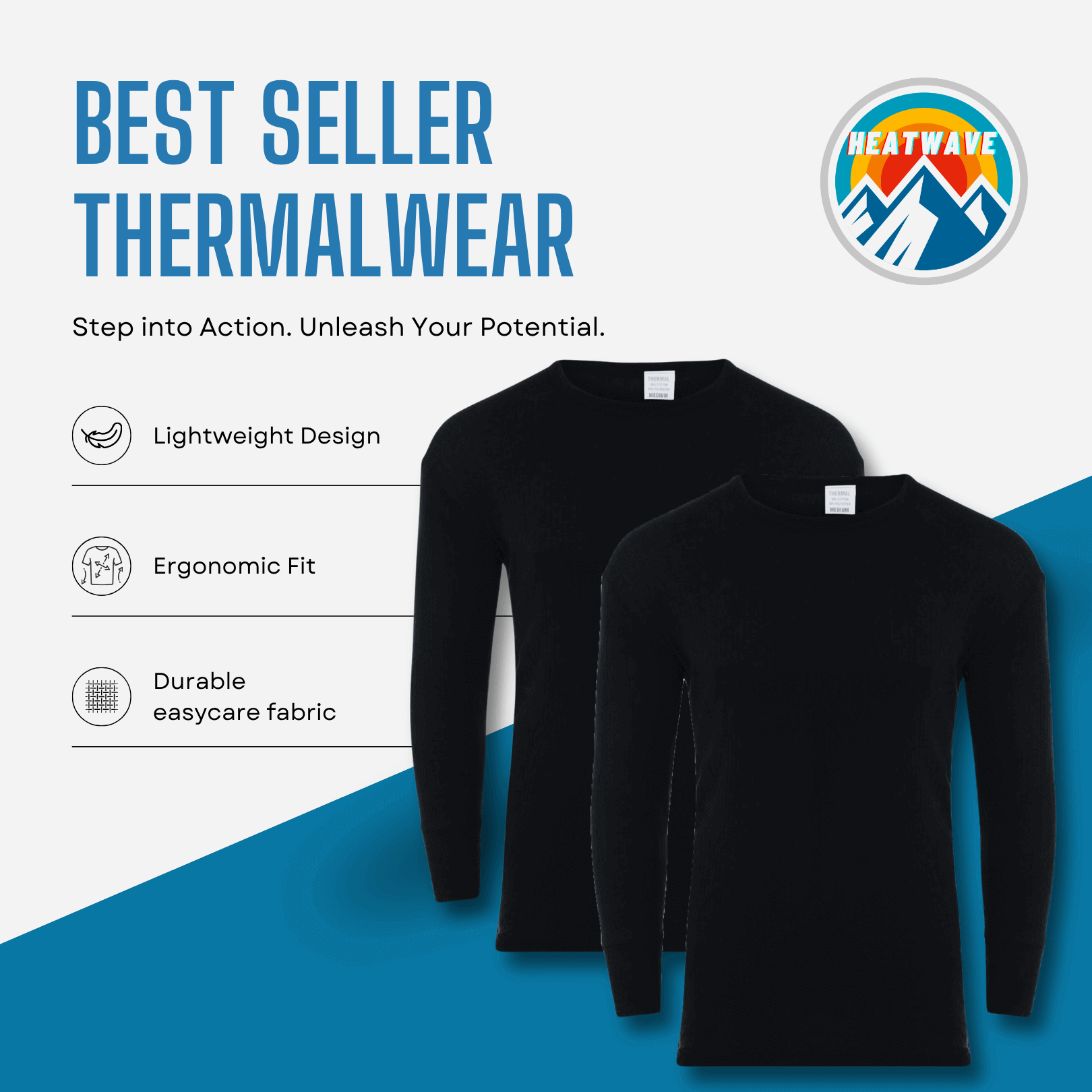 Heatwave Thermalwear 2 Pack Mens Thermal T Shirt Baselayer Brushed Yarn Insulated S-XXL
