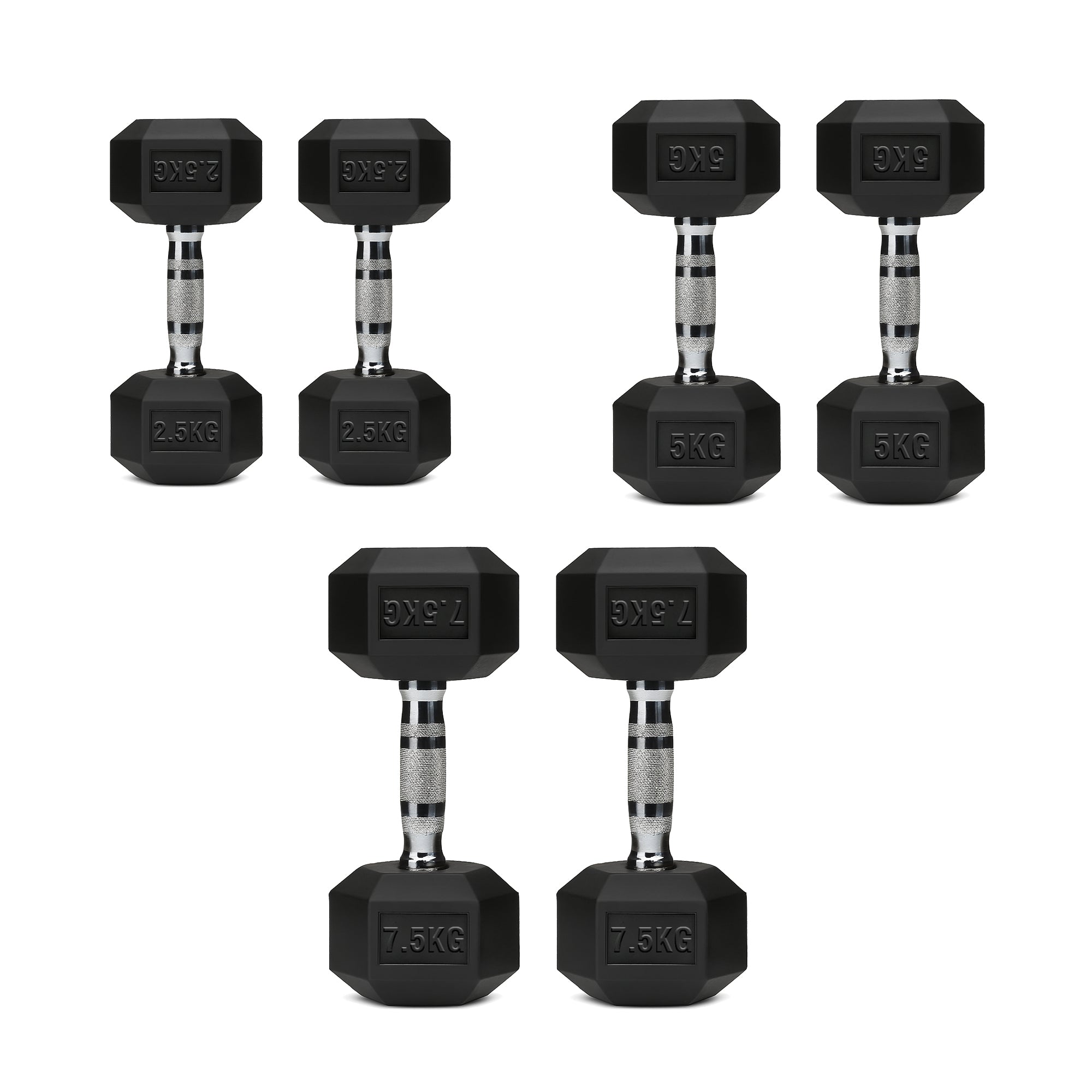 Hex Dumbbell Set with 3-Tier Tree Rack & Optional Bench – Rubber Coated Anti-Roll Weights for Home Gym