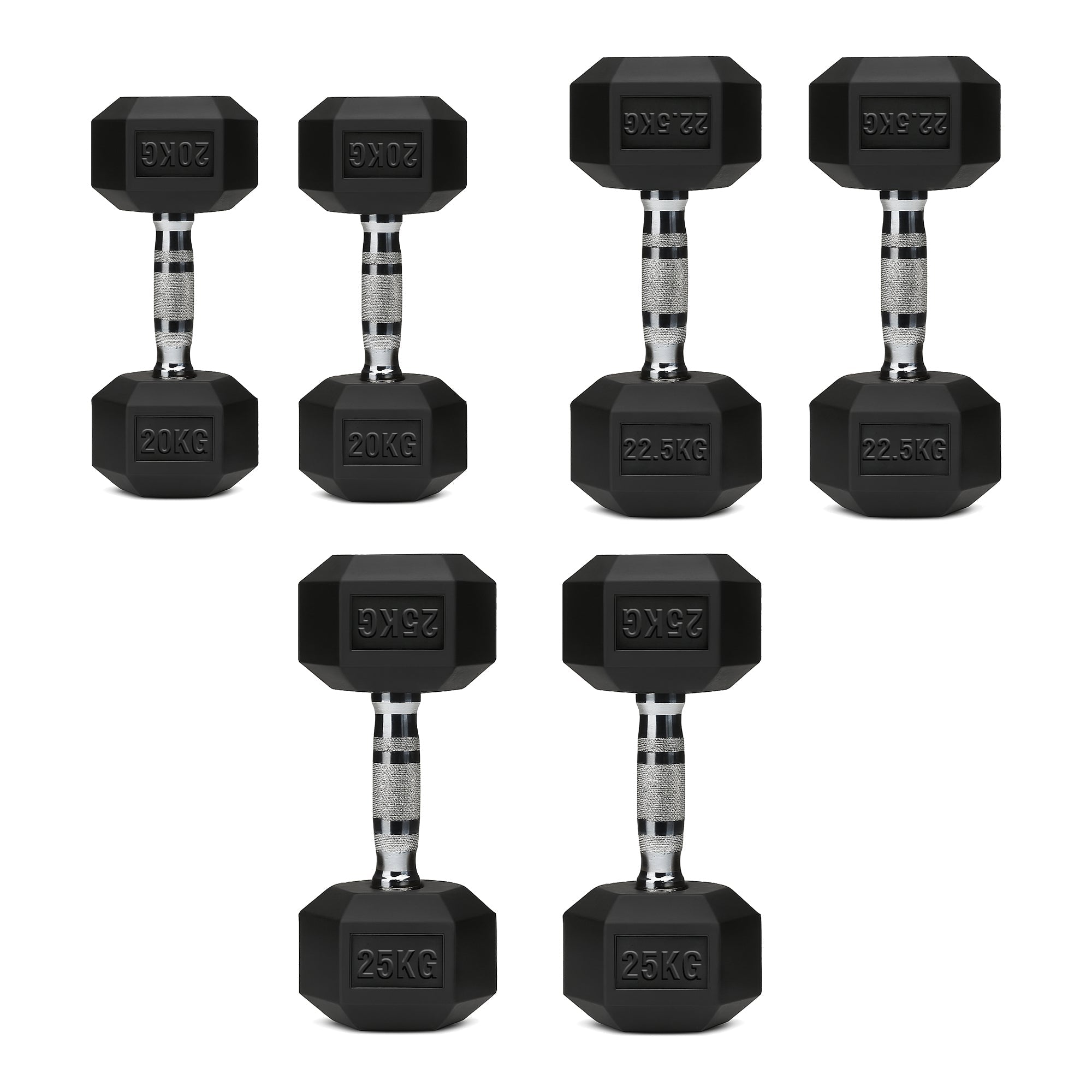 Hex Dumbbell Set with 3-Tier Tree Rack & Optional Bench – Rubber Coated Anti-Roll Weights for Home Gym