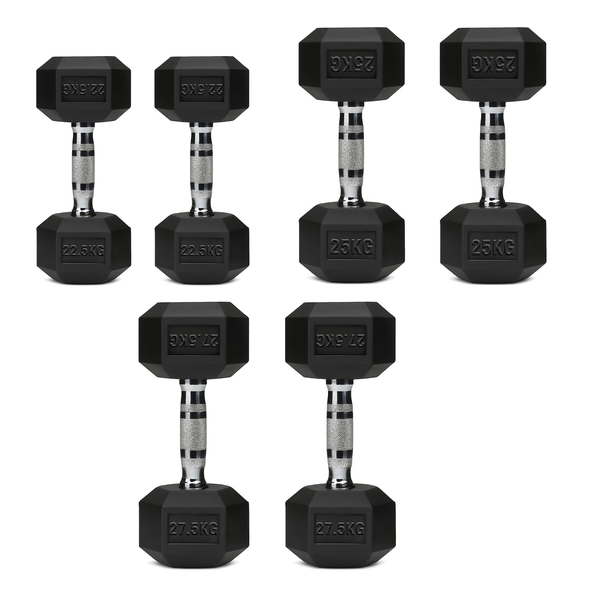 Hex Dumbbell Set with 3-Tier Tree Rack & Optional Bench – Rubber Coated Anti-Roll Weights for Home Gym