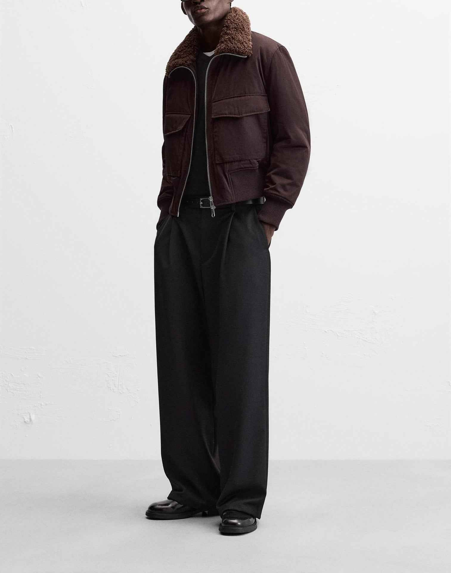 Men's Stand-Up Collar Cotton-Padded Coat – Dark Purple Winter Jacket