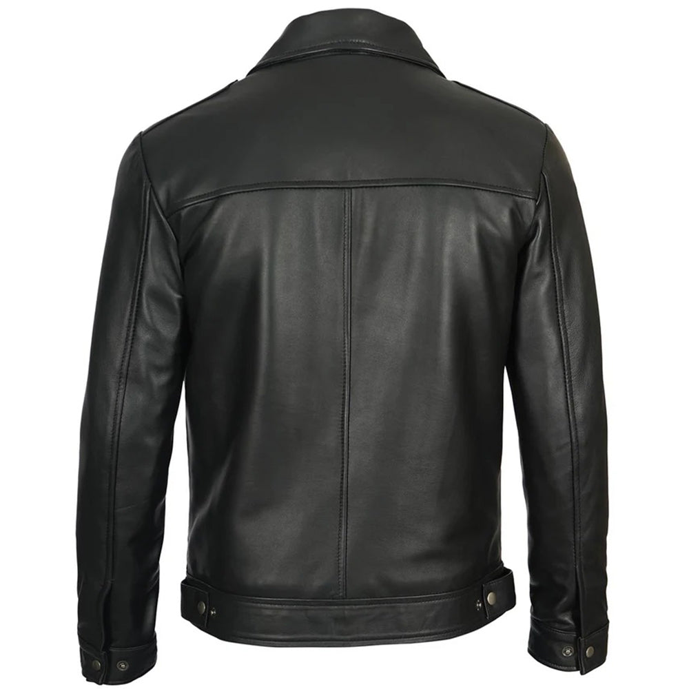 Men's Vintage Harrington Leather Jacket | Black - The Rising Fenix