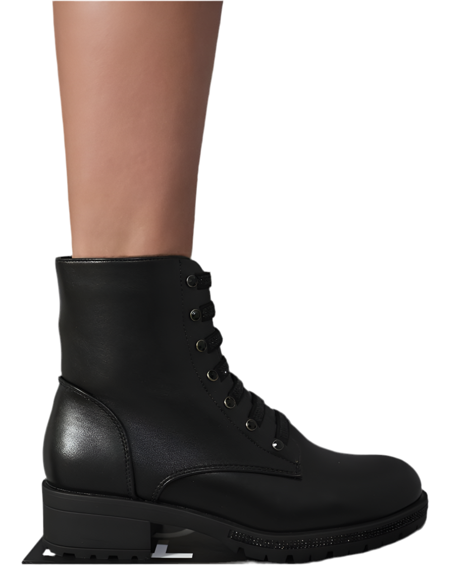 Lace Up Glitter Ankle Boots