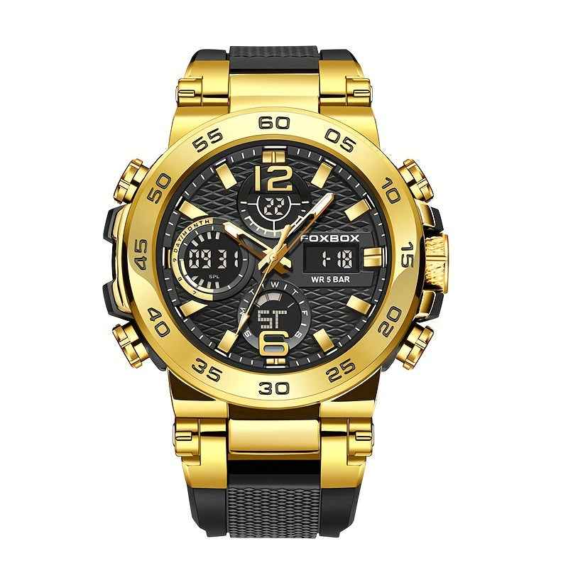 Men's Dual Display Digital Military Quartz Watch Featuring an Alarm Clock, Chronograph, And Multifunctional Luminous Capabilities