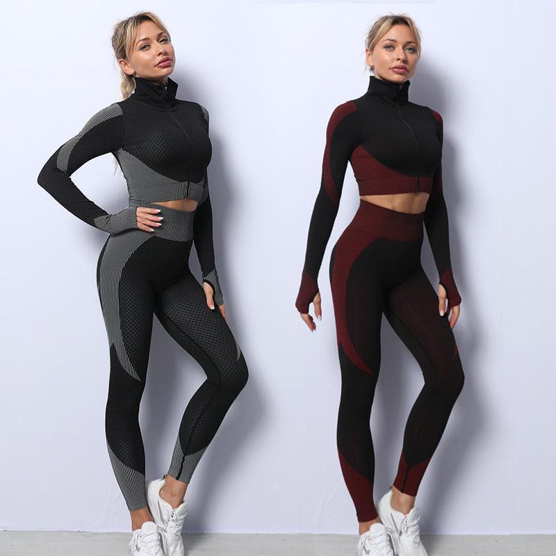 3PCS Yoga Outfit Gym Leggings Sports Bra Tracksuit