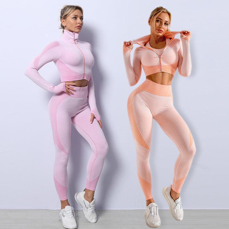 3PCS Yoga Outfit Gym Leggings Sports Bra Tracksuit