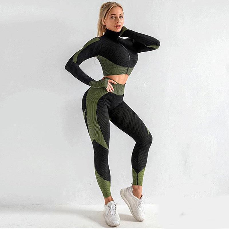 3PCS Yoga Outfit Gym Leggings Sports Bra Tracksuit