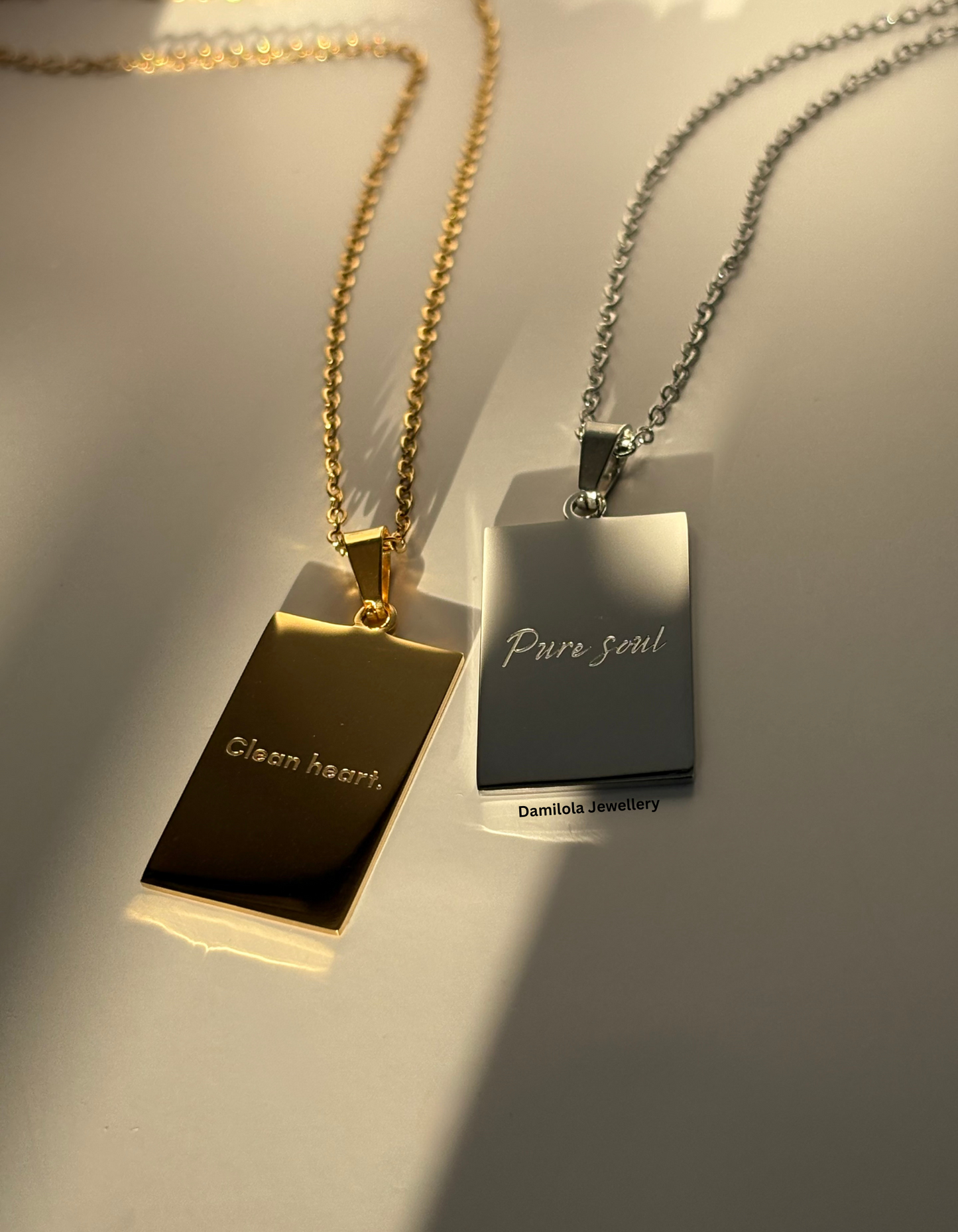 ‘Clean heart. Pure soul’ Necklace - Gold/Silver - Double sided