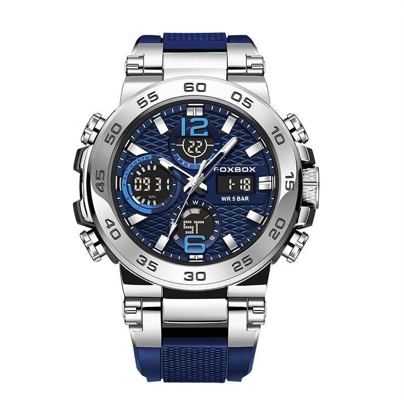 Men's Dual Display Digital Military Quartz Watch Featuring an Alarm Clock, Chronograph, And Multifunctional Luminous Capabilities