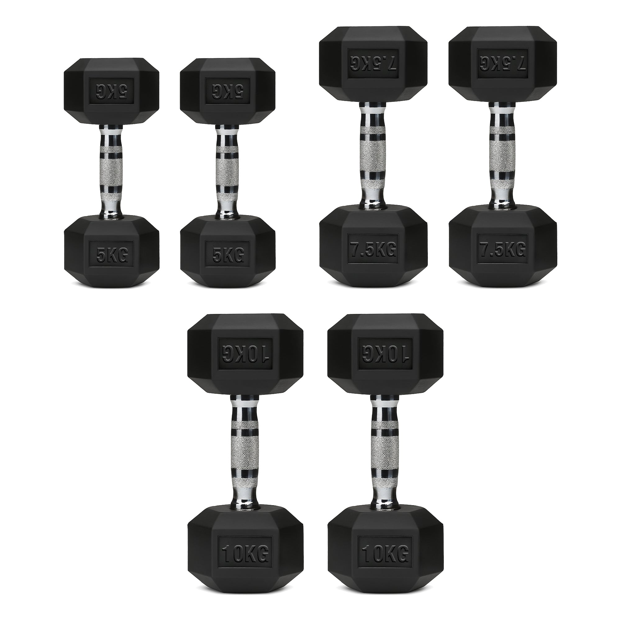 Hex Dumbbell Set with 3-Tier Tree Rack & Optional Bench – Rubber Coated Anti-Roll Weights for Home Gym