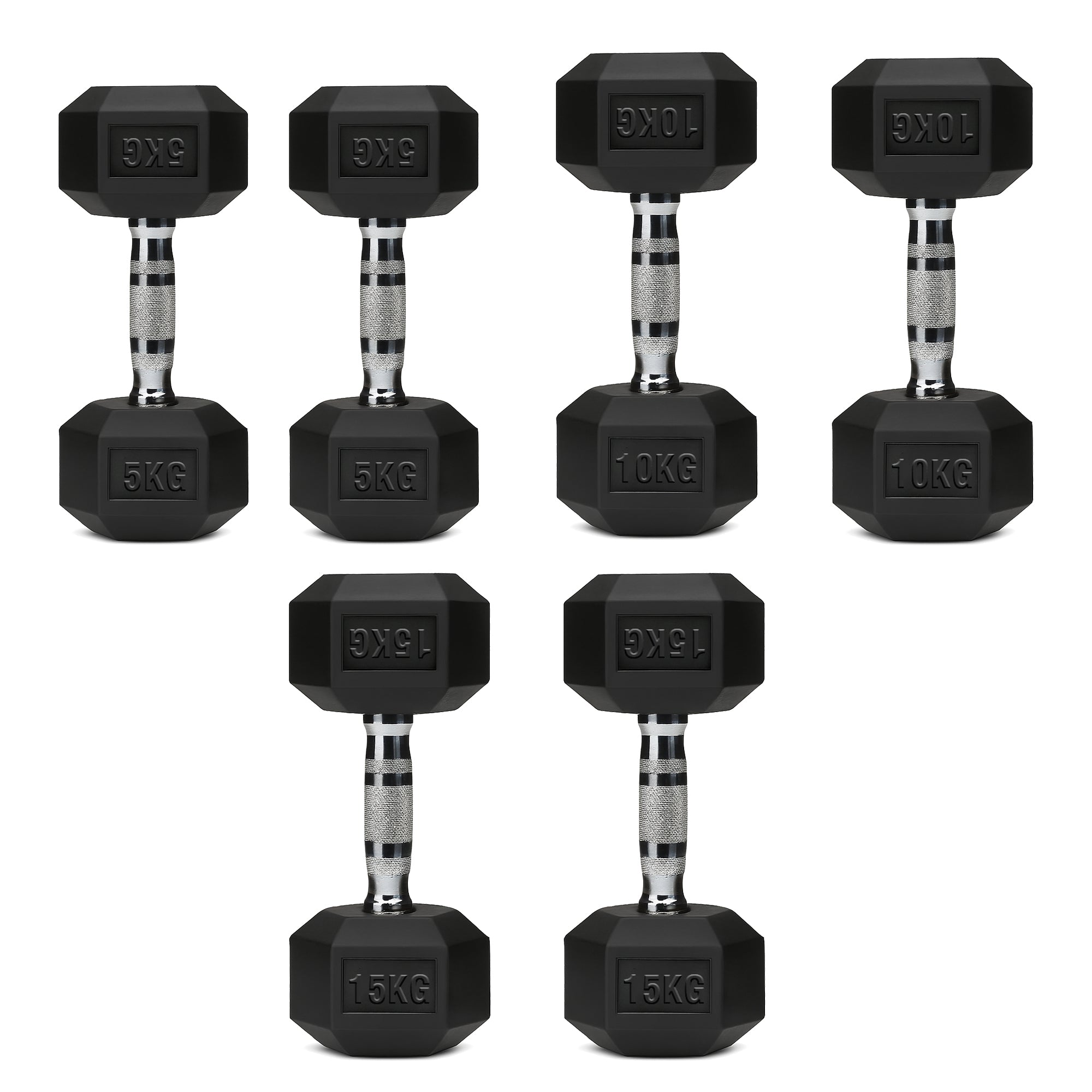 Hex Dumbbell Set with 3-Tier Tree Rack & Optional Bench – Rubber Coated Anti-Roll Weights for Home Gym