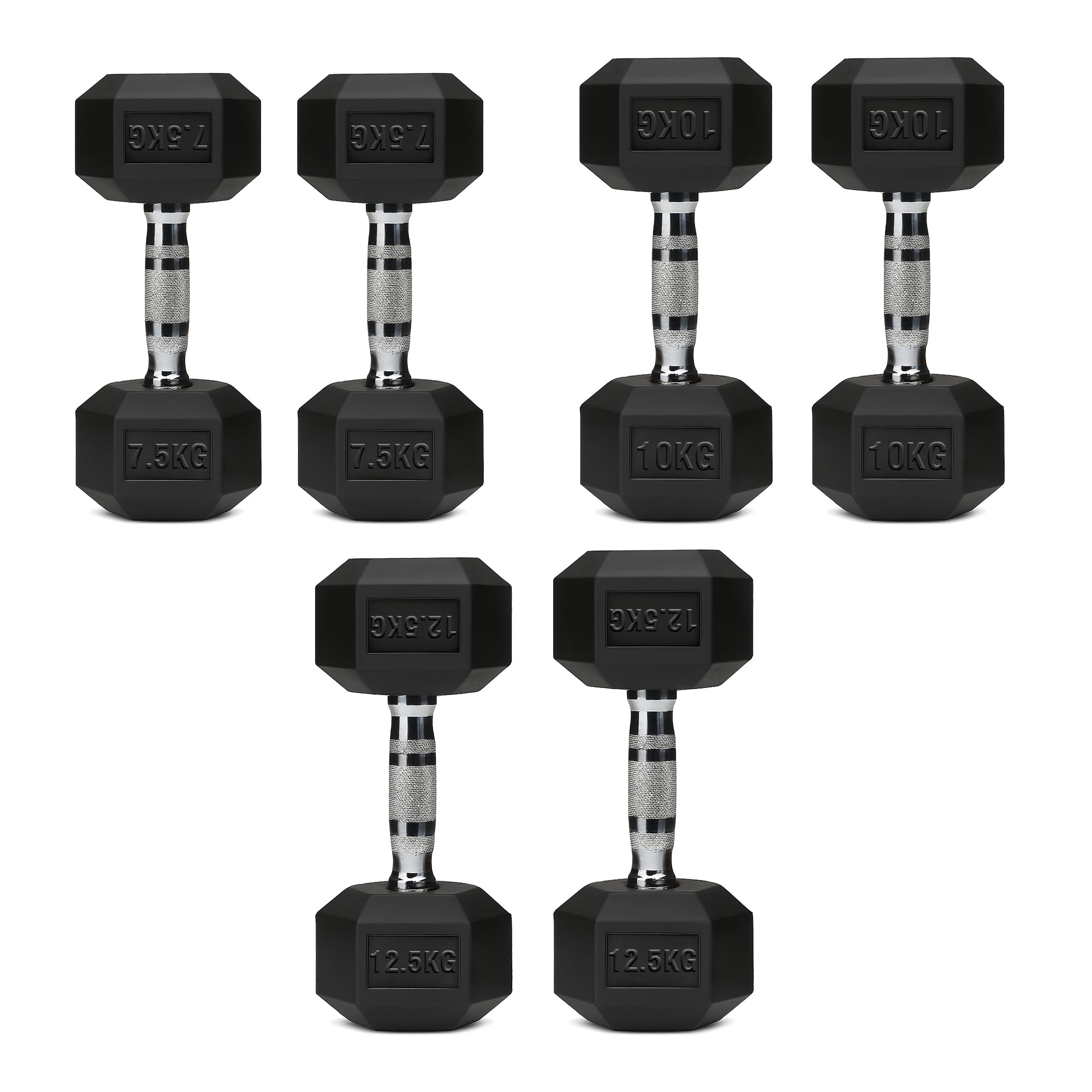 Hex Dumbbell Set with 3-Tier Tree Rack & Optional Bench – Rubber Coated Anti-Roll Weights for Home Gym