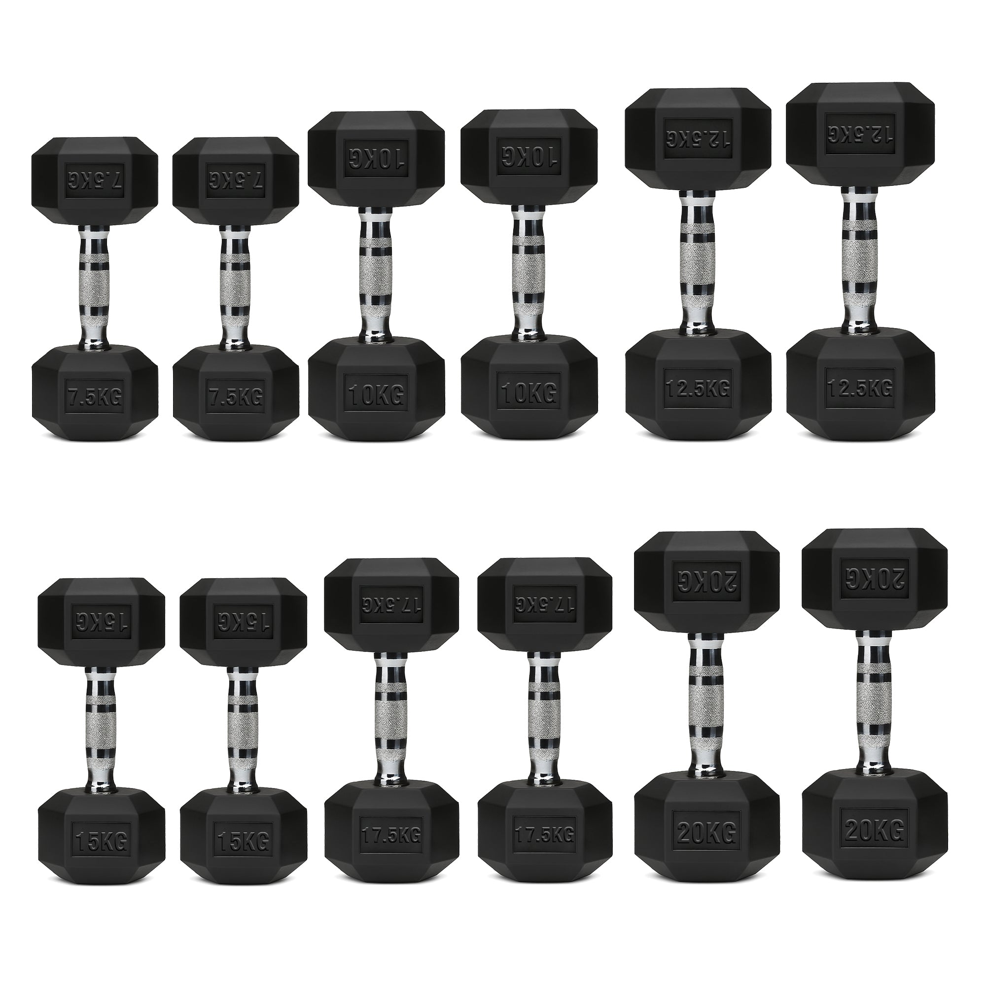 Hex Dumbbells 6 Tier Rack with or without Weights & Bench – Vertical Dumbbell Storage Stand for Home Gym (2.5kg–30kg)