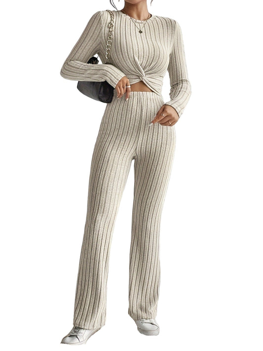 Short Top And Slim Fit Pants Set