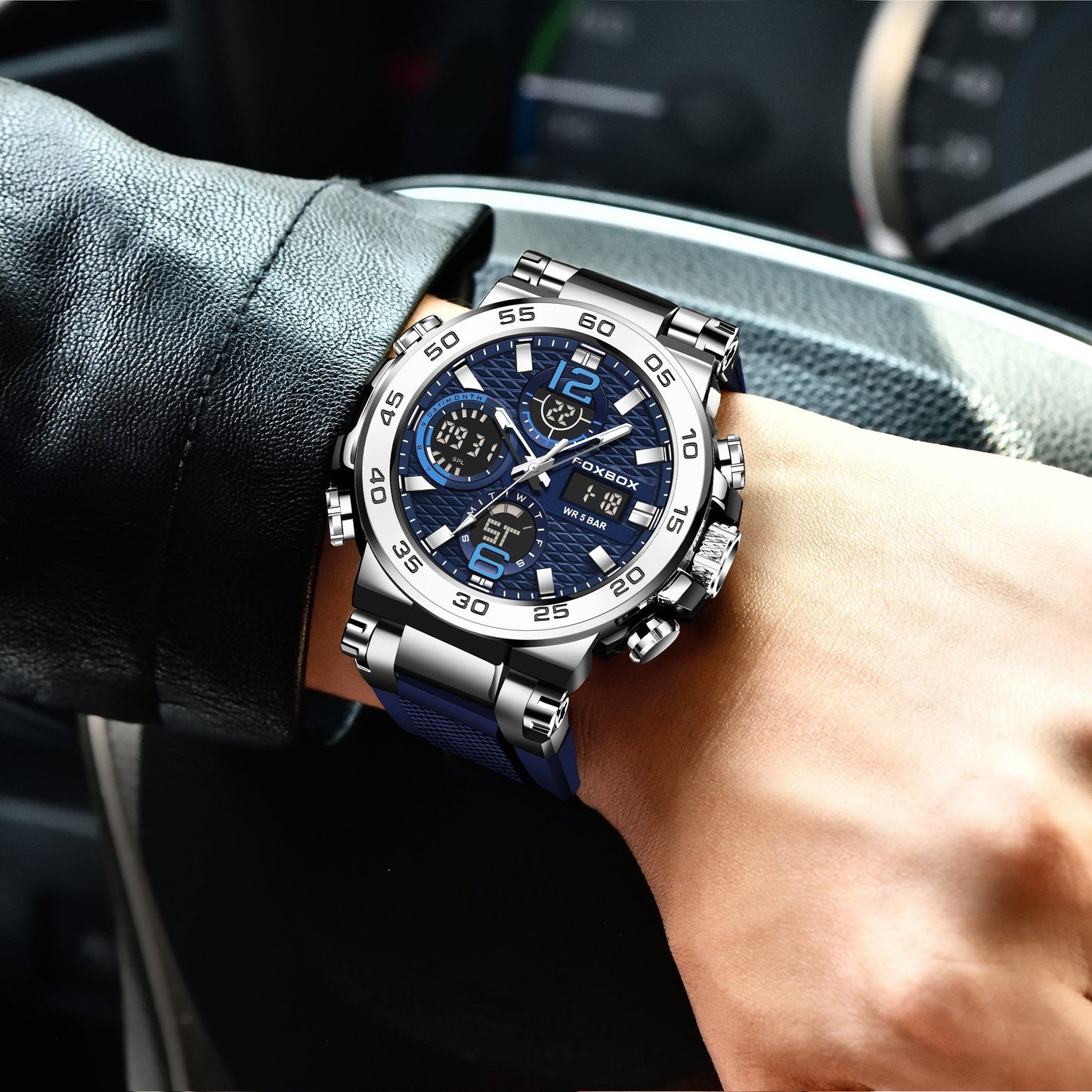 Men's Dual Display Digital Military Quartz Watch Featuring an Alarm Clock, Chronograph, And Multifunctional Luminous Capabilities