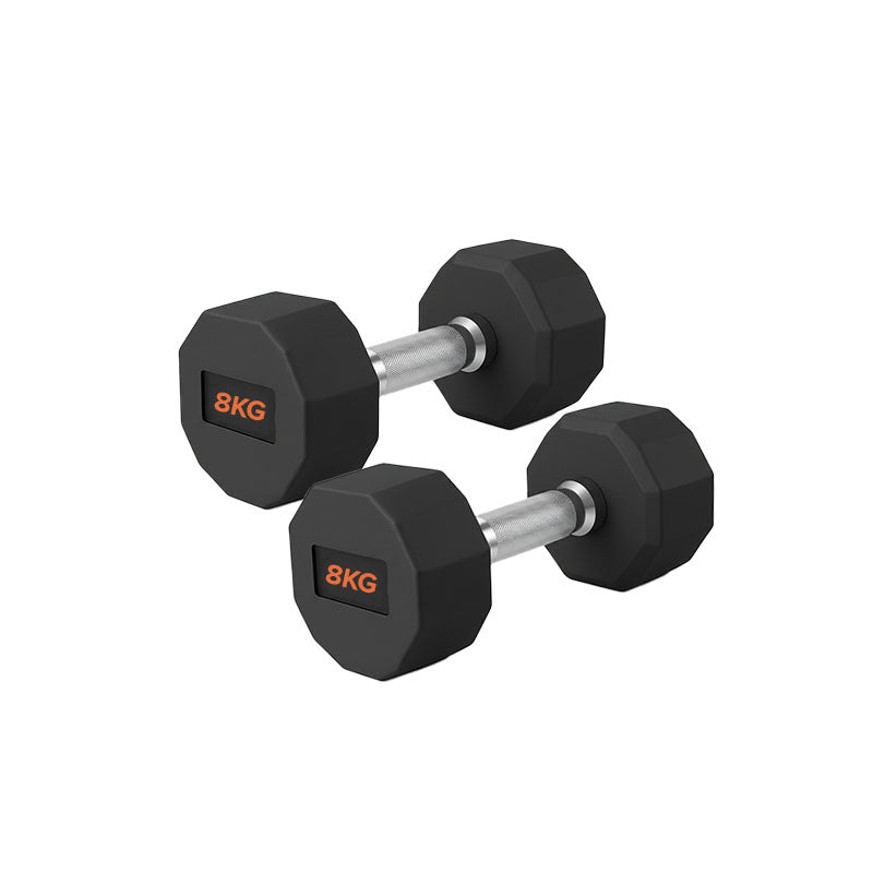 Hex Dumbbells Pairs & Sets (2kg–12kg) – Rubber Coated, Anti-Roll, With & Without Rack for Home Gym