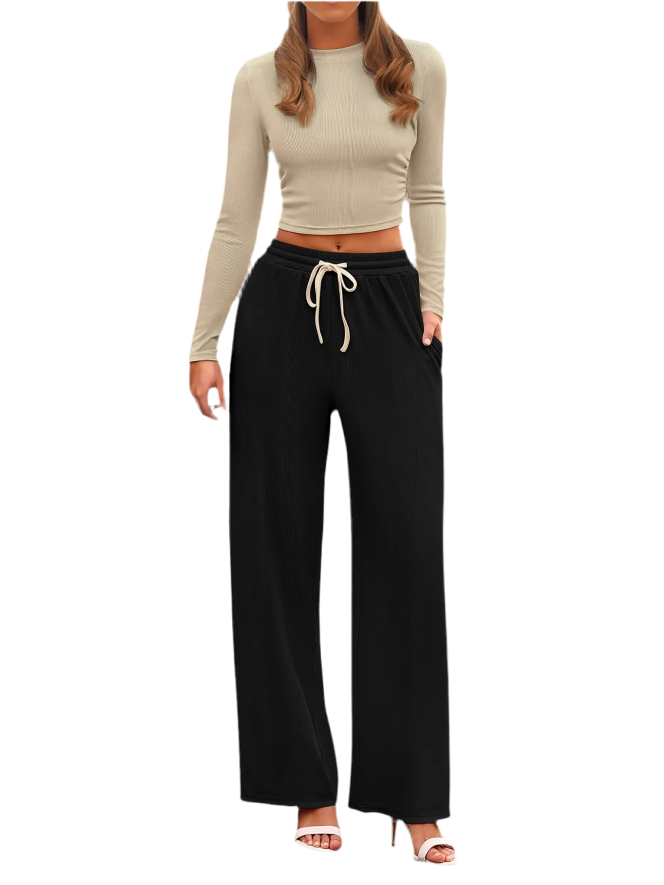 Round Neck Long Sleeve Top and Pants Set