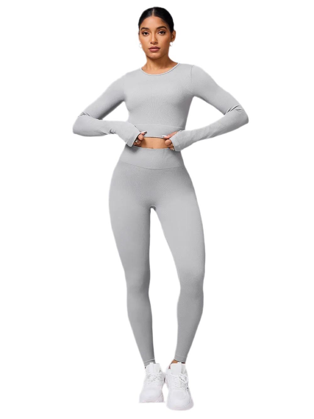 Back Crisscross Round Neck Long Sleeve Top and Leggings Active Set