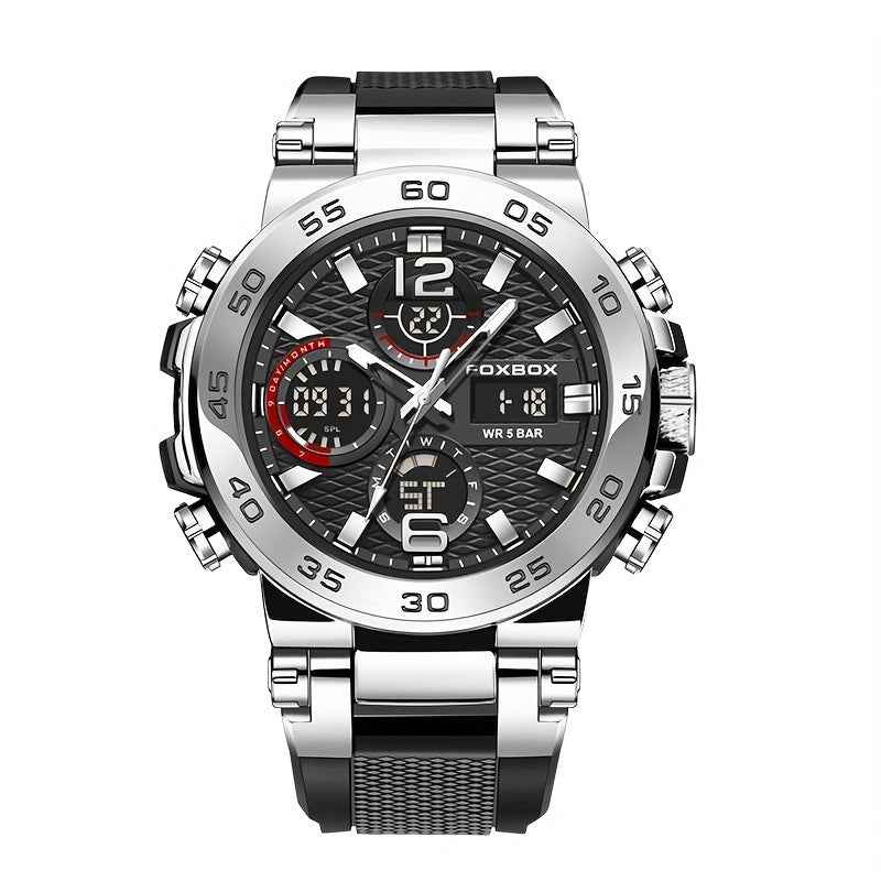 Men's Dual Display Digital Military Quartz Watch Featuring an Alarm Clock, Chronograph, And Multifunctional Luminous Capabilities