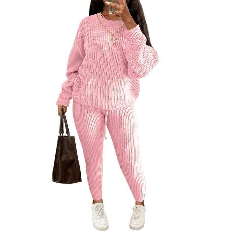 Women's Fashionable Knitted Wool Trousers Suit