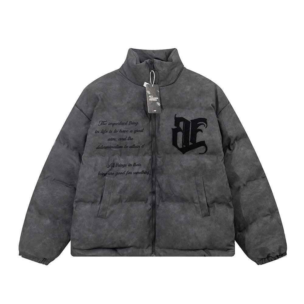 Men's Embroidered Jacket Letter Cotton-Padded