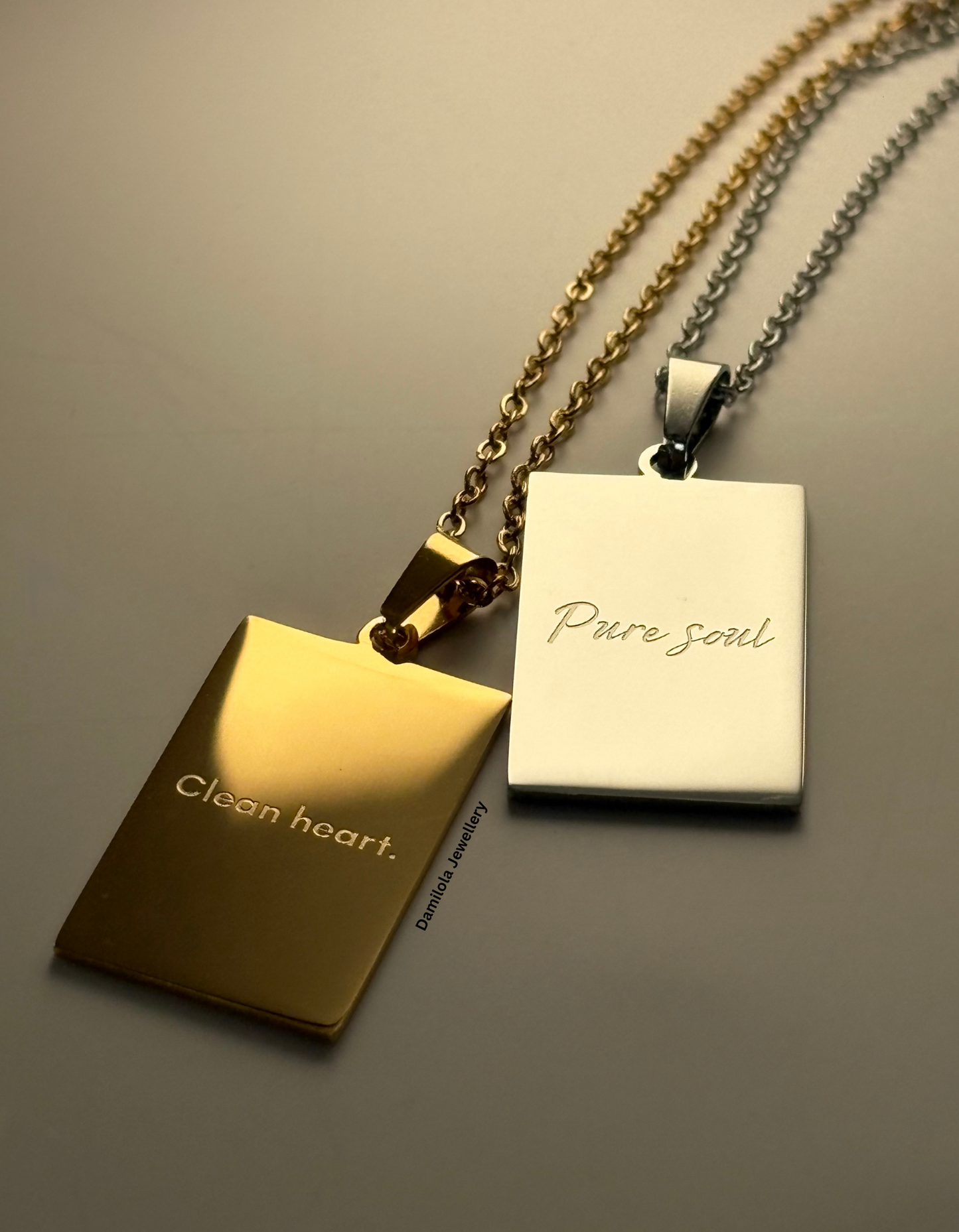 ‘Clean heart. Pure soul’ Necklace - Gold/Silver - Double sided
