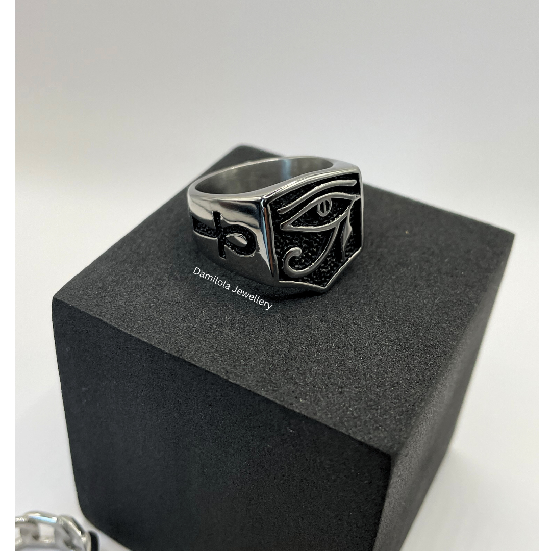 Eye Of Ra Ankh Ring - Silver