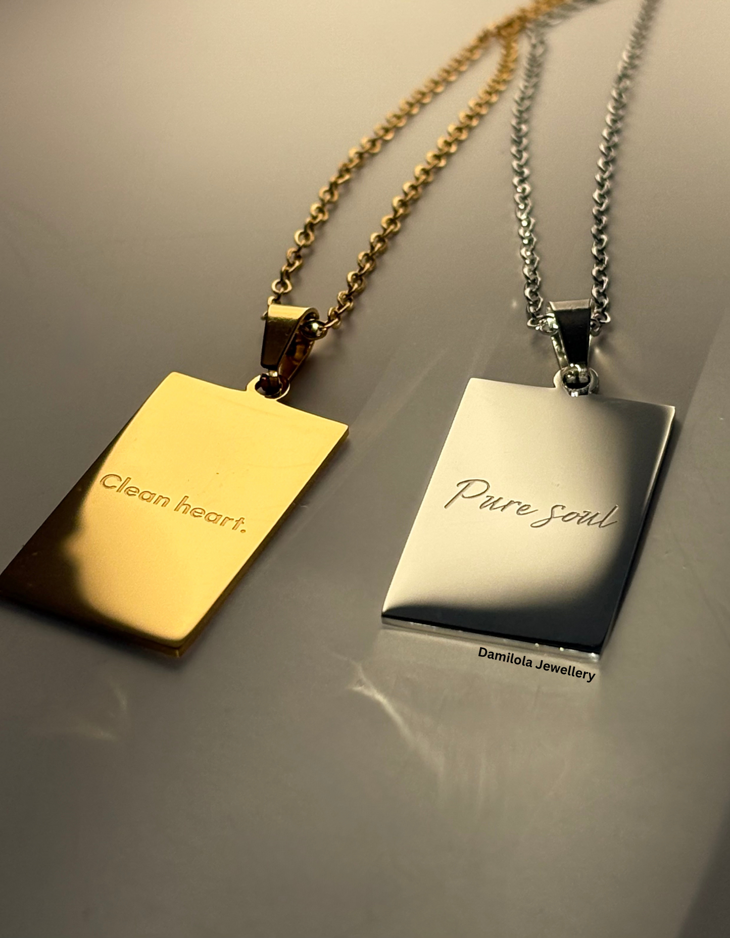 ‘Clean heart. Pure soul’ Necklace - Gold/Silver - Double sided