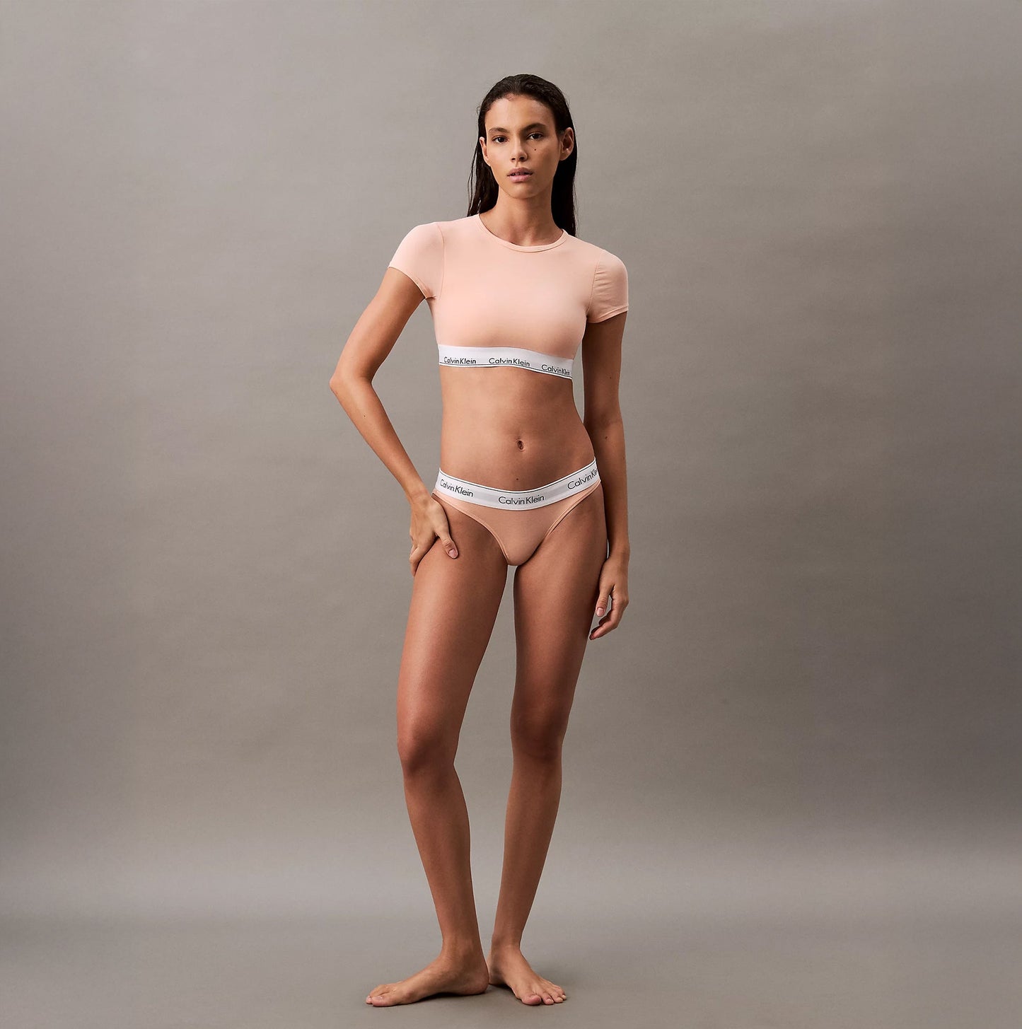 Calvin Klein ICON COTTON Womens T-Shirt Bralette Melon Frenzy