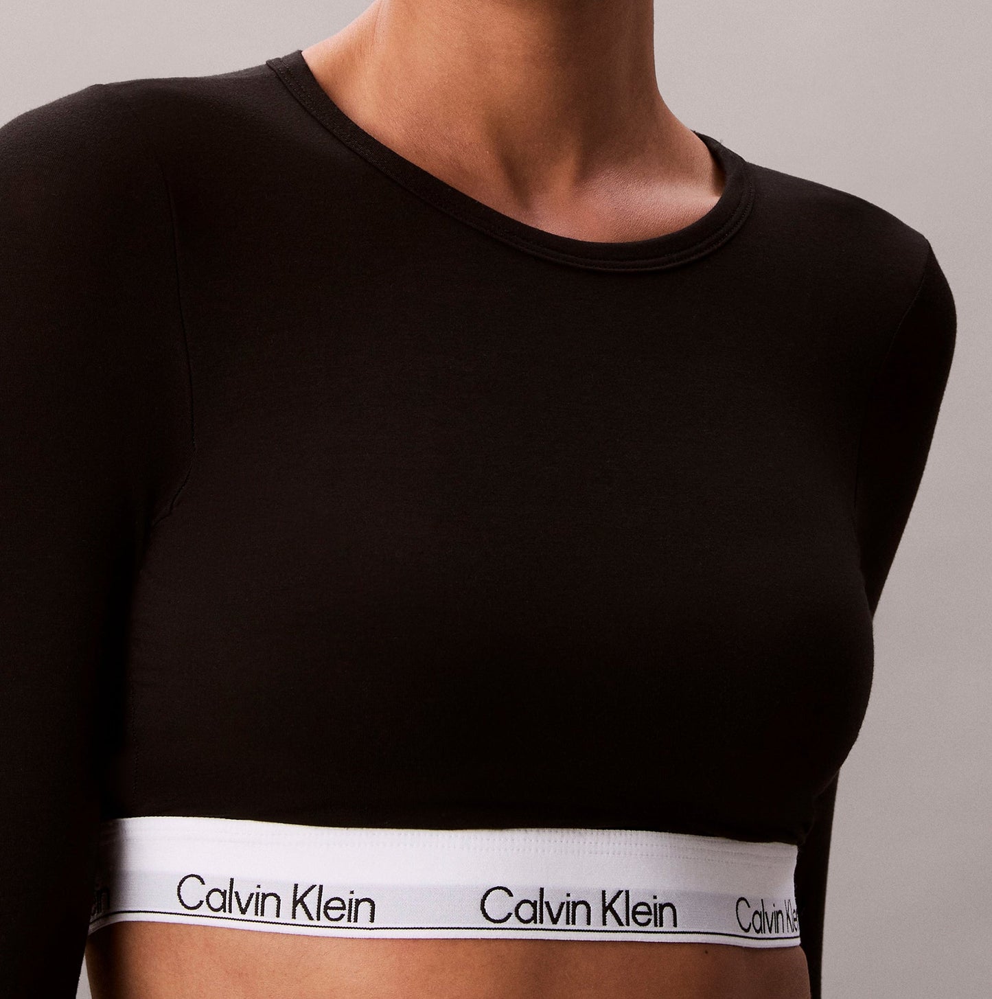 Calvin Klein Icon Cotton Modal Womens Long Sleeve T-shirt Bralette Black
