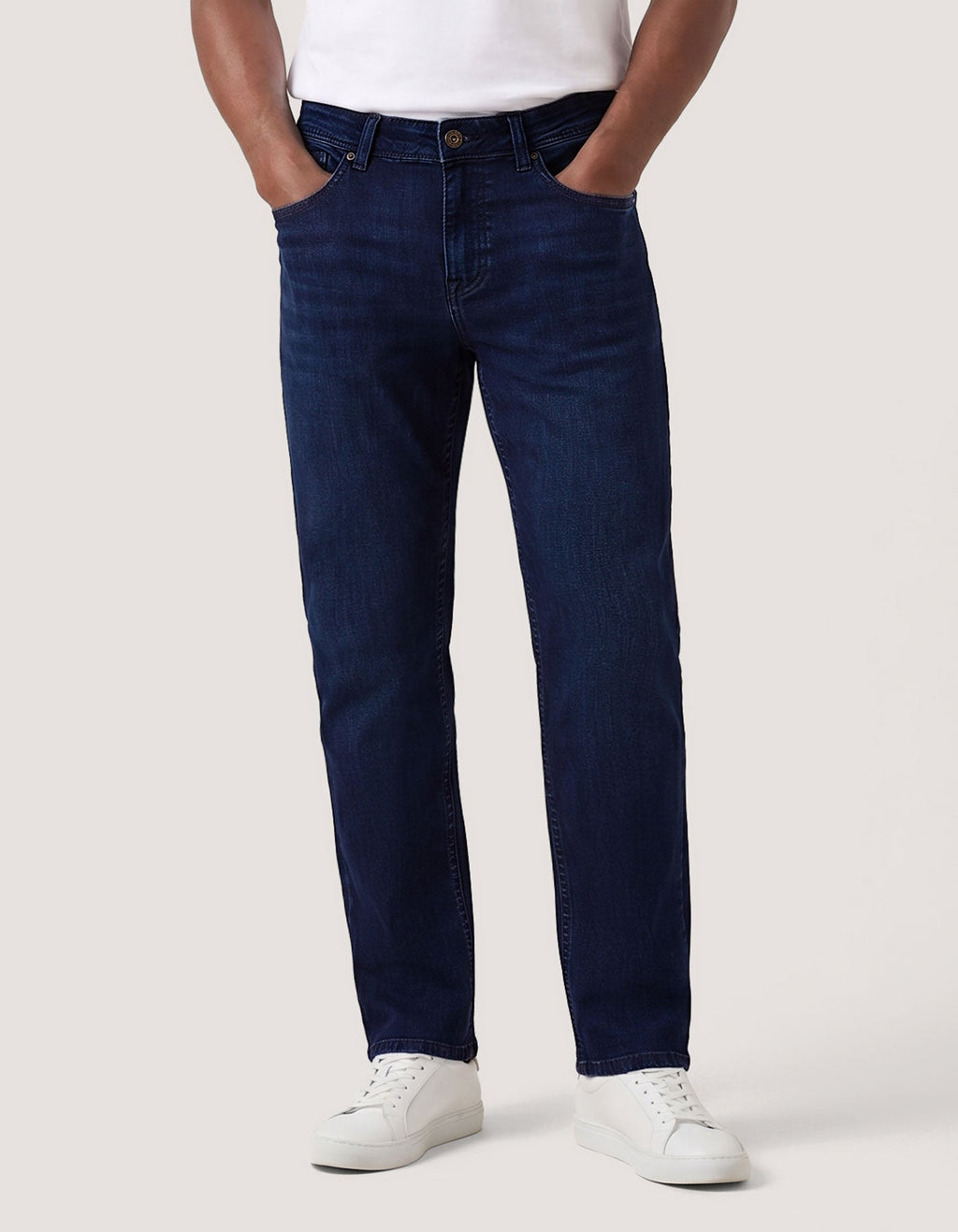 Rinse Dark Blue Regular Fit Jeans - Everyday Stretch Denim
