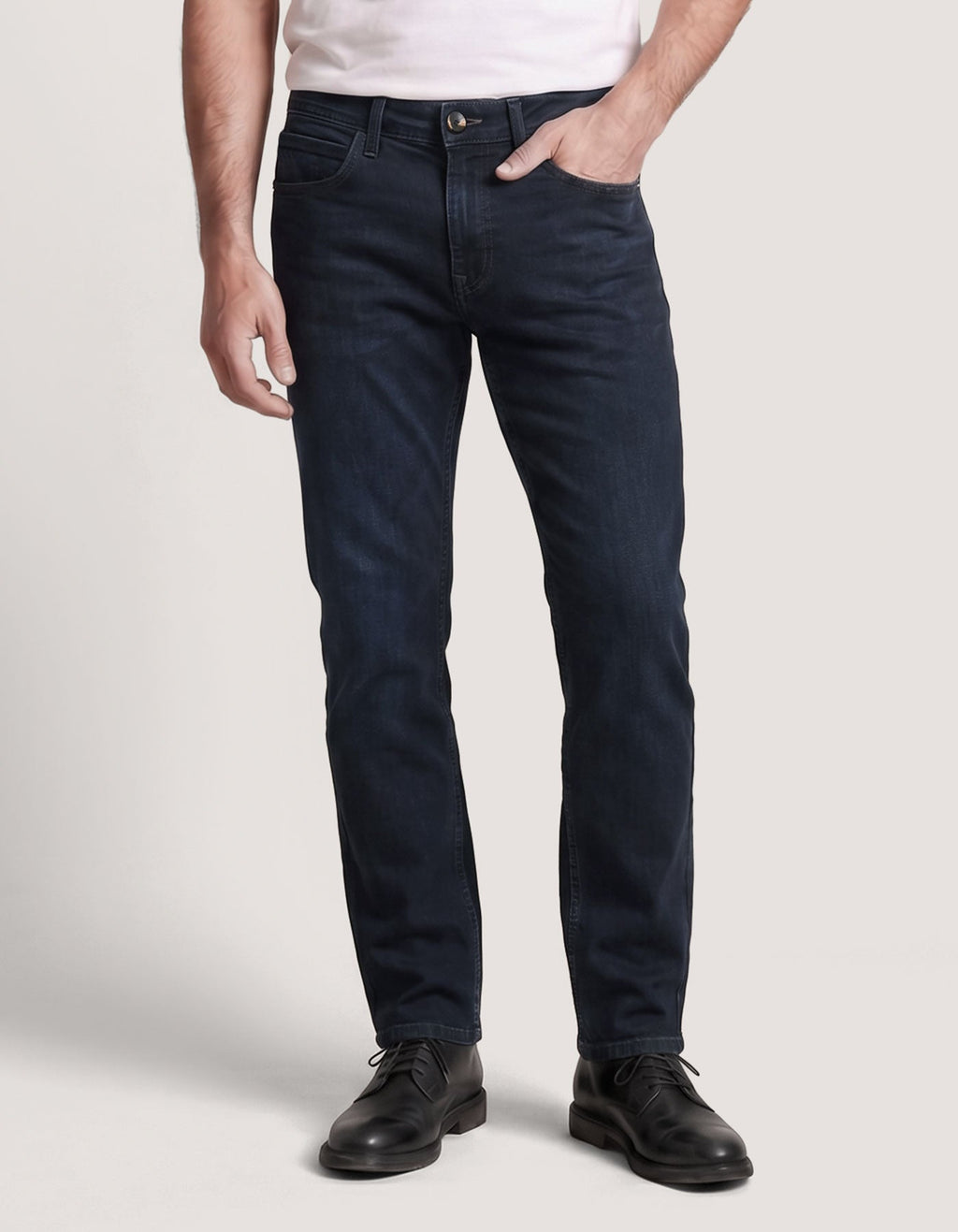 Blue Black Traveller Jeans - Secure Button Down Back Pocket