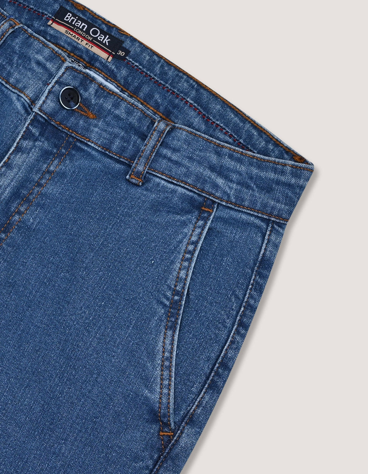 Medium Blue Traveler Jeans - Secure Button Down Back Pocket