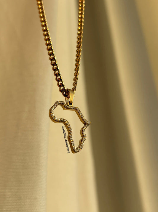 Africa ‘Atanda’ Gold Diamanté Outline Necklace - Limited Edition