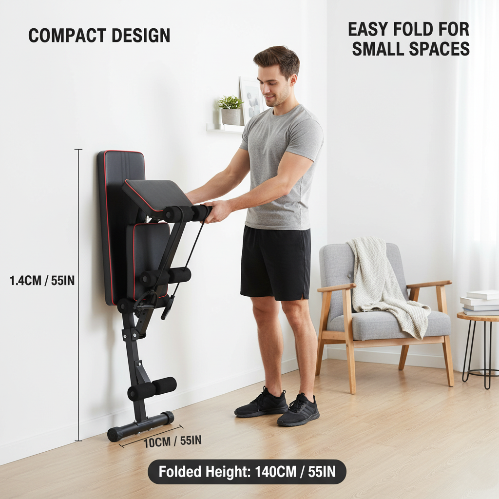 Sharkpower Foldable Adjustable Workout Bench for Home Gym