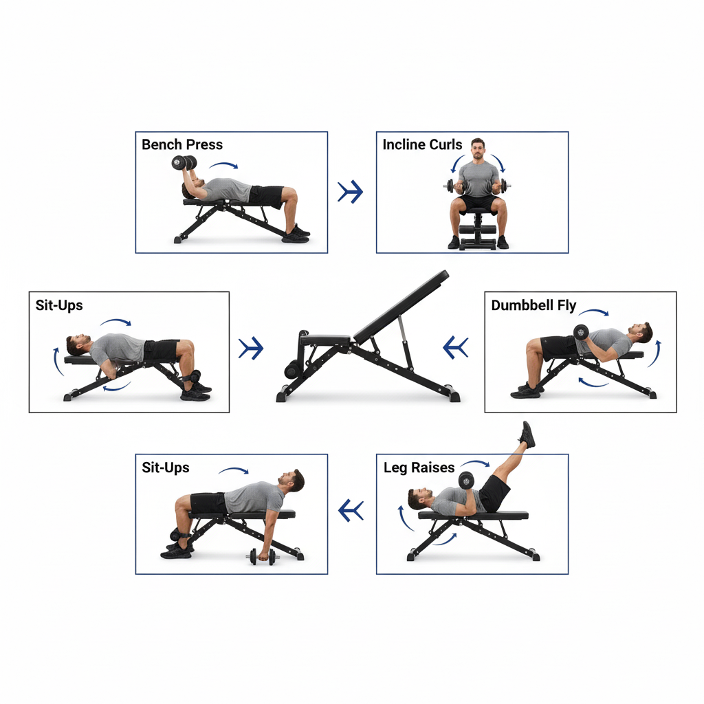 Sharkpower Foldable Adjustable Workout Bench for Home Gym